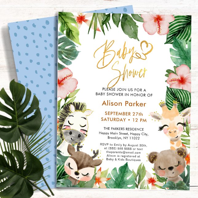 BUDGET Jungle Safari Tropical Greenery Baby Shower Flyer (Creator Uploaded)