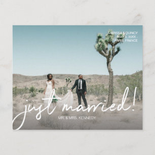 Budget Just Married 4 Photo Wedding Announcement Flyer
