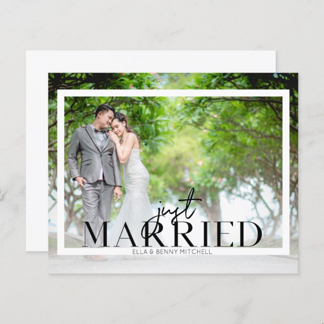 Budget Just Married Fra Photo Wedding Announcement (Front/Back)