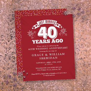 Budget Just Married Ruby 40th Anniversary Invite