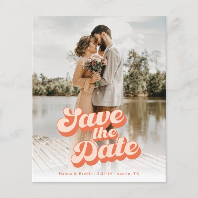 Budget Just Peachy Wedding Save the Date Flyer (Front)