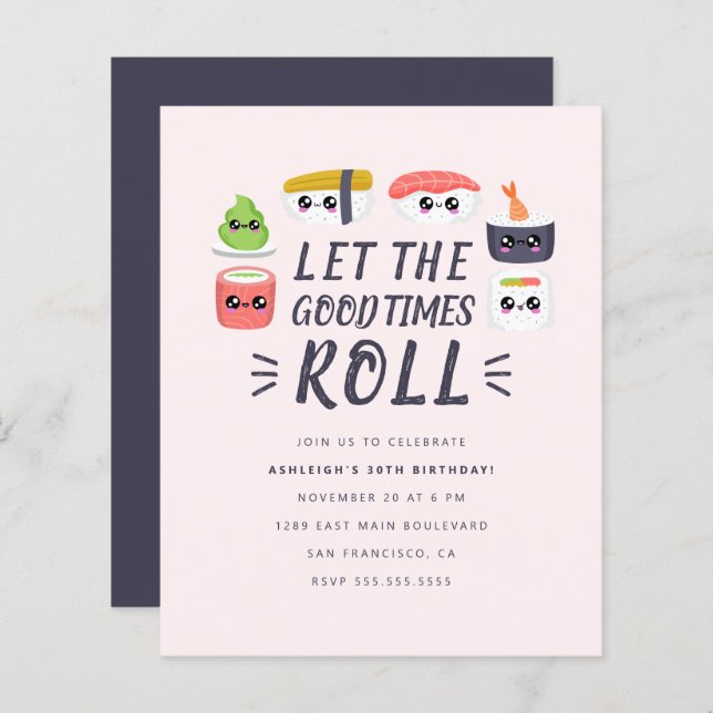 Budget Kawaii Sushi Rolls Birthday Party (Front/Back)