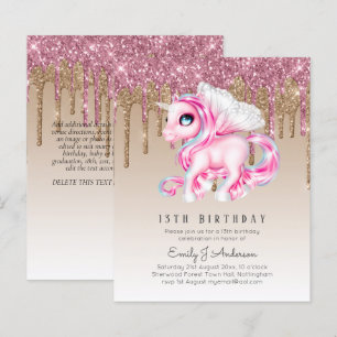 BUDGET Kids Birthday Invite Pink Unicorn