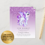 BUDGET Kids Birthday Invite Purple Unicorn<br><div class="desc">Girls 13th ( or any other) birthday invitation featuring unicorn face,  sparkles,  glitter and foil graphics (not real glitter or foil) in pink,  gold,  purple,  lilac shades. Perfect for Quinceanera,  baby or bridal shower,  40th,  30th,  50th,  18th,  21st Birthday.</div>