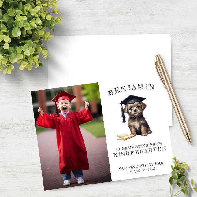 Budget Kindergarten Grad Announcement Scruffy Pup (Creator Uploaded)