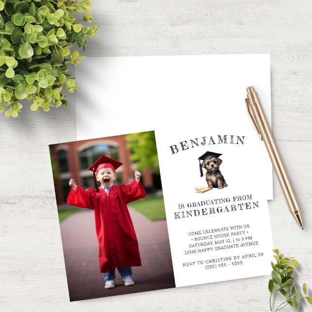 Budget Kindergarten Grad Invitation Scruffy Pup (Creator Uploaded)