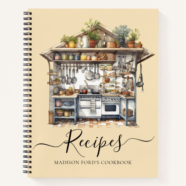 Budget Kitchen Utensil Food Pantry Supplies Recipe Notebook (Front)