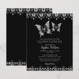 Budget Lace Butterflies Quinceañera Invitation