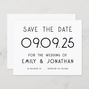 Budget Large Text Black White Wedding Save Date