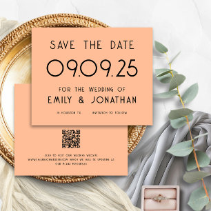 Budget Large Text Peach Wedding Save Date