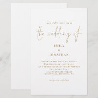 Budget Larger Gold White Wedding Invitation