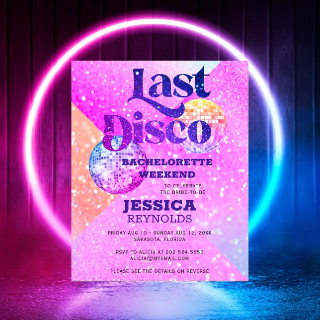 Budget Last Disco bachelorette weekend invitation Flyer (Creator Uploaded)