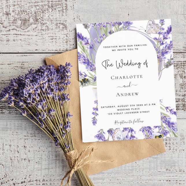 Budget lavender floral arch wedding invitation (Creator Uploaded)