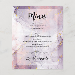 Budget Lavender Gold Marble Wedding Menu