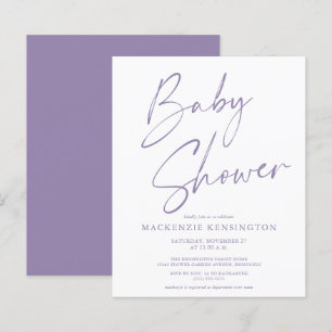 Budget Lavender Handwritten Script Baby Shower