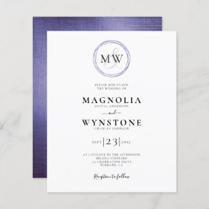 Budget Lavender Monogram Wedding Invitation