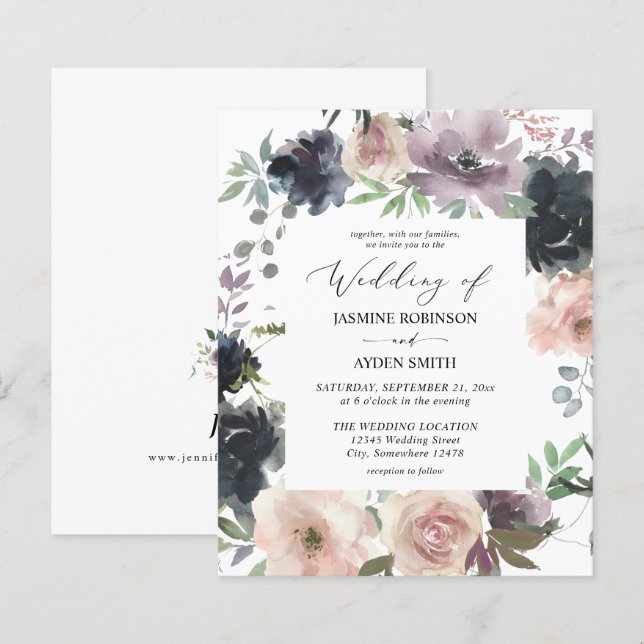 Budget Lavender, Navy, & Blush Pink Wedding (Front/Back)