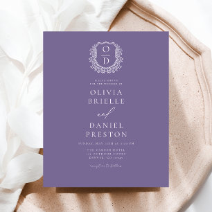 Budget Lavender Purple Crest Wedding Invitation