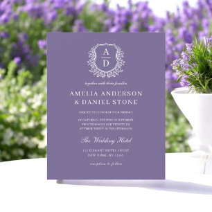 Budget Lavender Purple Crest Wedding Invitation Flyer