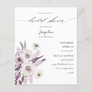 Budget Lavender Purple Floral Bridal Shower Flyer