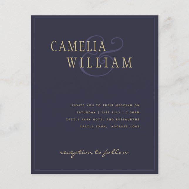 BUDGET Lavender Purple Gold Wedding Invite Flyer (Front)