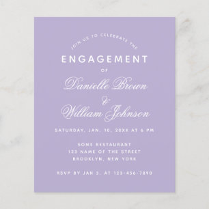 Budget Lavender White Simple Engagement Invitation