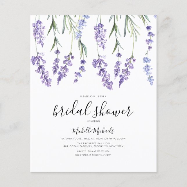Budget Lavender Wildflower Bridal Shower (Front)