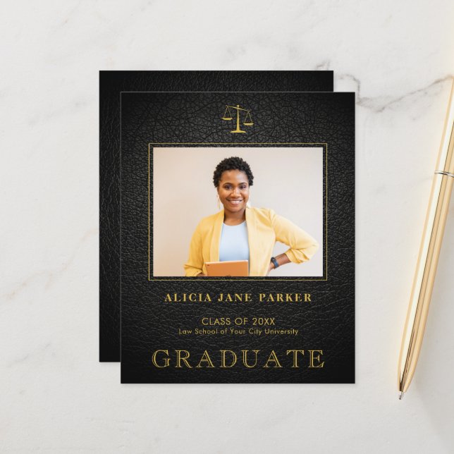 Budget law school graduation photo announcement (Front/Back In Situ)