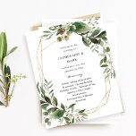 Budget Leaves & Eucalyptus Gold Wedding Ceremony<br><div class="desc">** SATIN PAPER IS PAPER THIN. UPGRADE THE PAPER FOR A THICKER PAPER. HAS AN OPTION FOR ENVELOPES. *** Save money on formal invitations with this smaller invitation that has an option for envelopes. Get your guests ready for the amazing rehearsal dinner with your Leaves & Eucalyptus Gold Wedding Ceremony...</div>