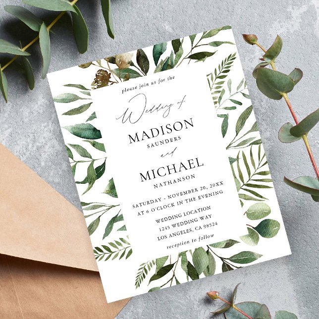 Budget Leaves & Eucalyptus Rustic Wedding Flyer (Creator Uploaded)