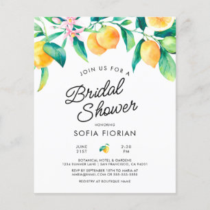 Budget Lemon Bridal Shower Invitation