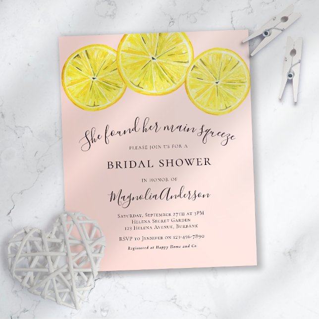Budget Lemon Citrus Bridal Shower Invitation (Creator Uploaded)