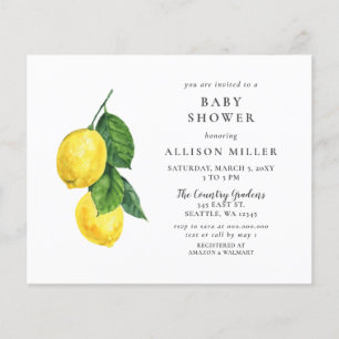 Budget Lemon Gender Neutral Baby Shower Invitation