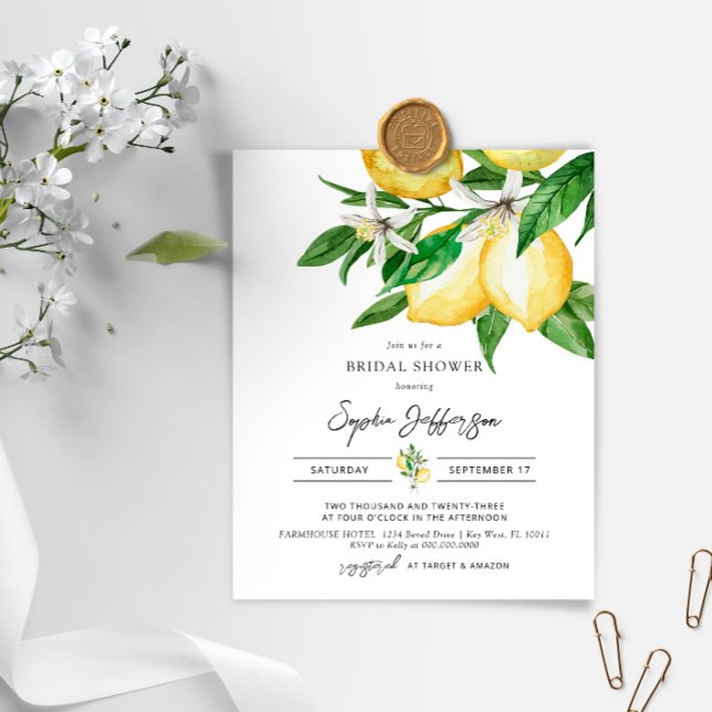 Budget Lemon Greenery Bridal Shower Invitation (Creator Uploaded)