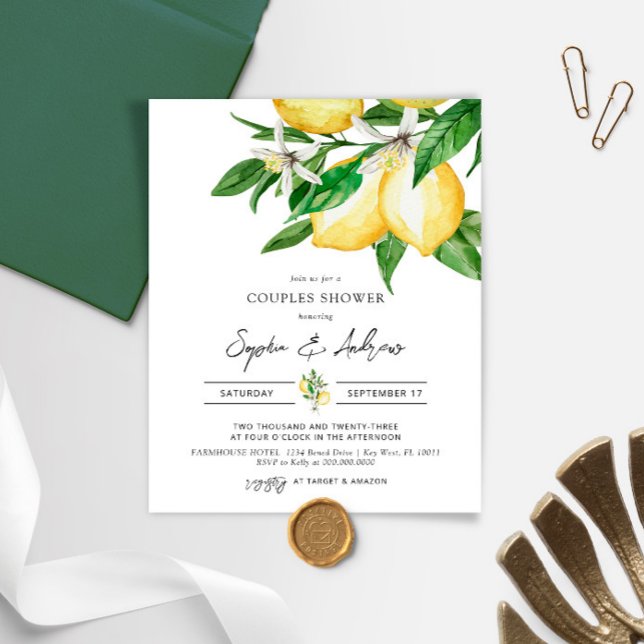 Budget Lemon Greenery Couples Shower Invitation (Creator Uploaded)