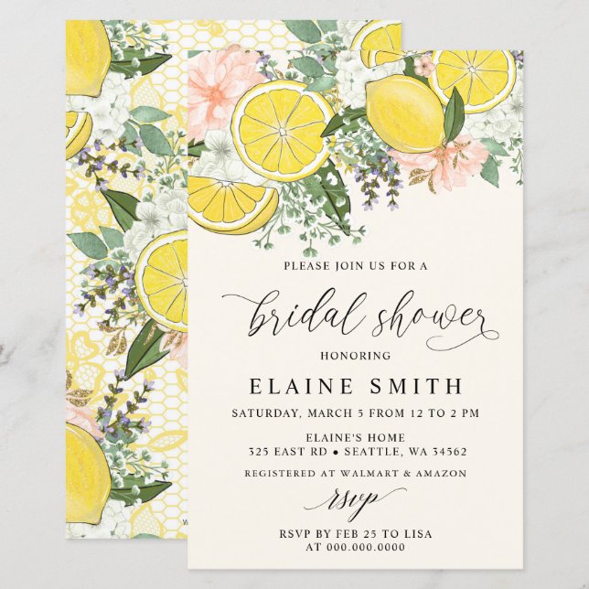 Budget Lemon Lime Citrus Bridal Shower Invitation (Front/Back)