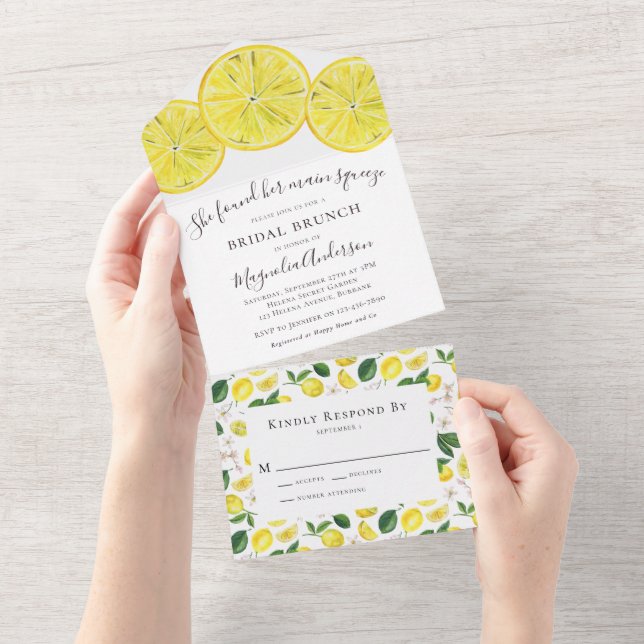 Budget Lemon Main Squeeze Bridal Shower  All In One Invitation (Tearaway)