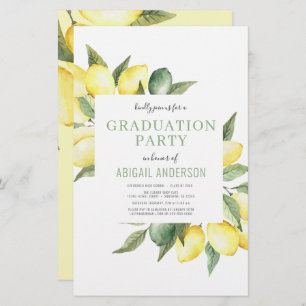 Budget Lemon Modern Grad Party 2023 Invitation