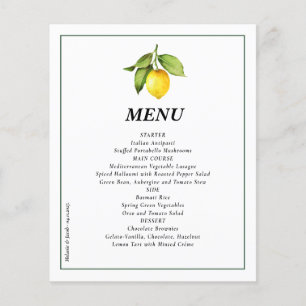 Budget Lemon Wedding Menu Flyer