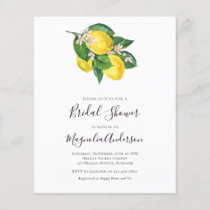 Budget Lemons Bridal Shower Invitation