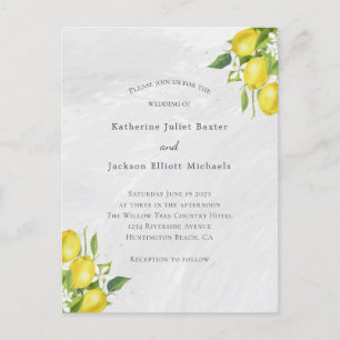 Budget Lemons QR Code  Wedding Invitation Postcard