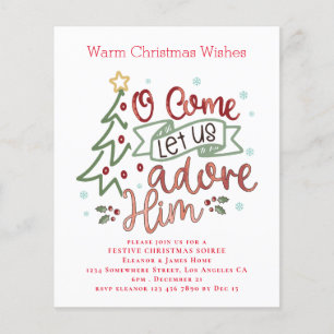 Budget Let us adore him Christmas Party Invite