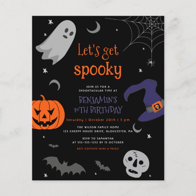 Budget Let's Get Spooky Halloween Any Age Birthday (Front)