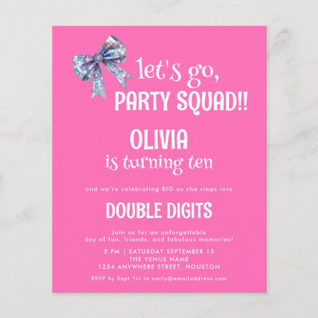 Budget Lets Go Party Squad Pink 10th Party (Front)