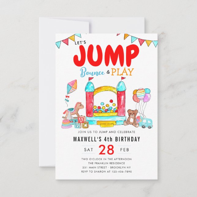 Budget Let's Jump Bounce Trampoline Park Birthday Card (Front)
