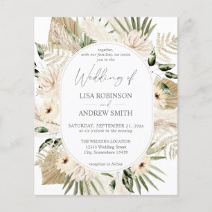 Budget LG Text Boho Pampas Grass Floral Wedding Flyer