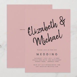 BUDGET Light Dusty Rose Pink Monochrome Wedding Invitation