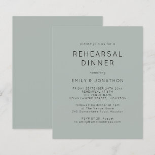 Budget light Sage Rehearsal Dinner Wedding Invite