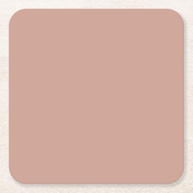 BUDGET Light Terracotta Monochrome WEDDING Square Paper Coaster (Front)