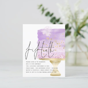 Budget Lilac Birthday Cake 50th Party Invite